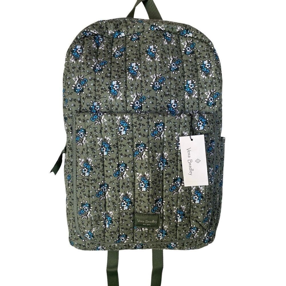 VERA BRADLEY All-Day Simple Backpack - Freja’s Flowers Bay Leaf Green - Picture 1 of 8
